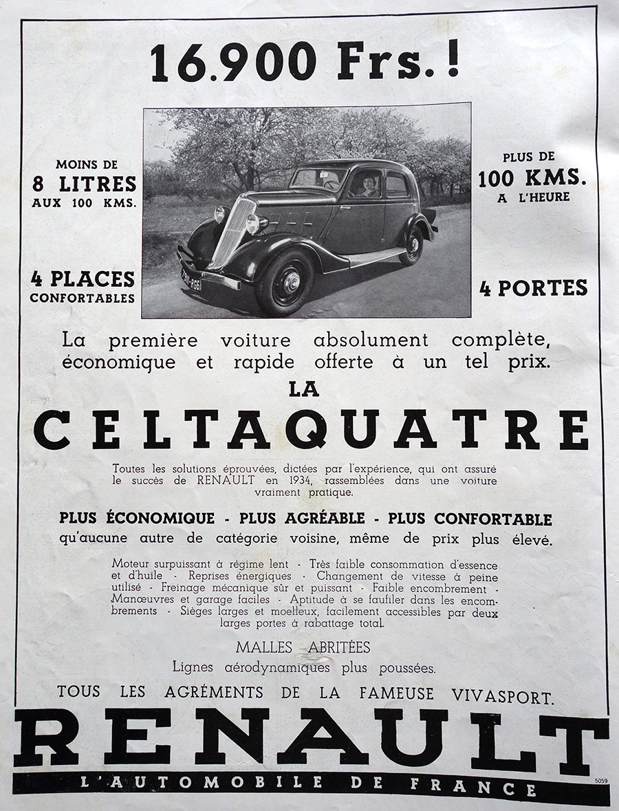 PUBLICITE ANCIENNE - La voiture Celtaquatre de Renault © L'Illustration - 1920-1930