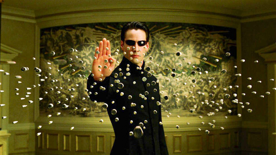 Keanu Reeves arrête les balles dans le film Matrix © Photo sous Copyright