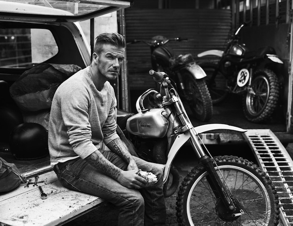 David Beckham et sa moto