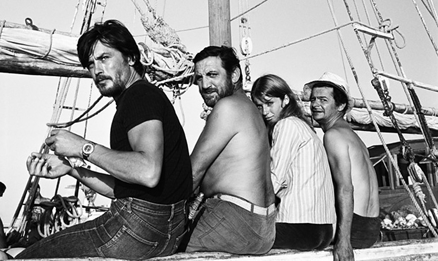 Alain Delon, Lino Ventura, Joanna Shimkus et Serge Reggiani dans le film "Les aventuriers"
1967 © Photo sous Copyright 