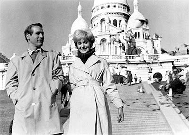 Paul Newman et Joanne Woodward sur les marches de Sacré Coeur à Paris - 1961 - Paul Newman and Joanne Woodward on the steps of Sacré Coeur in Paris - 1961