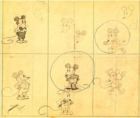 Première création et apparition de Mickey par les mains magiques de Walt Disney en personne